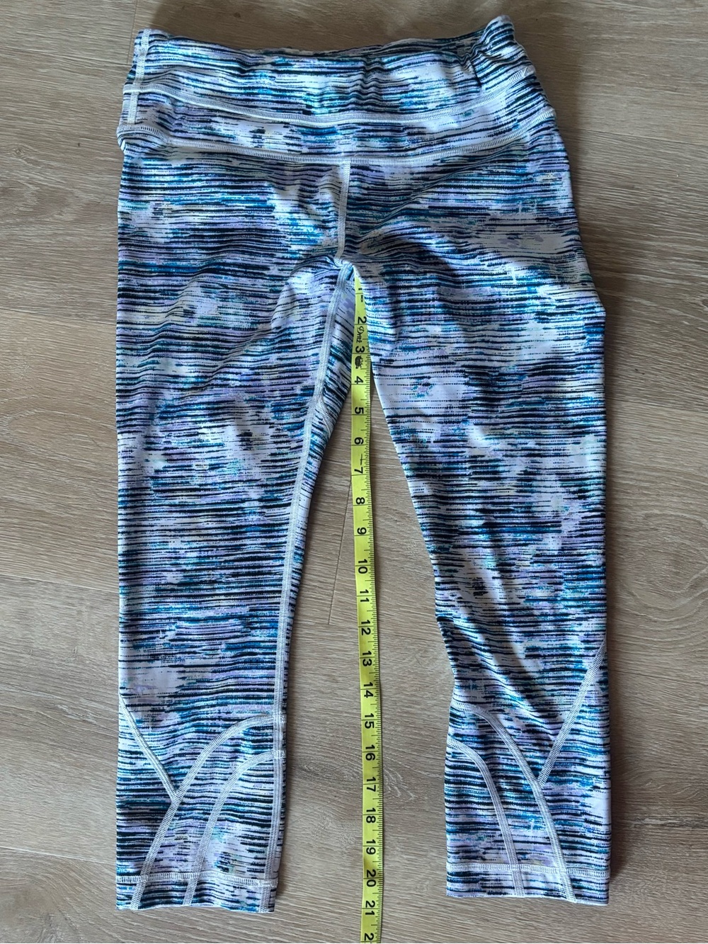 lululemon athletica Blue Multi colored Striped Capris
